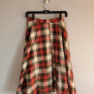 Red Plaid Round Skirt 11-12 Union made in USA Vintage